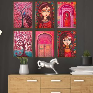 Set of Six Wall Paintings for Wall Dacoration Golden Framed Wall Paintings for Living Room & Bedroom Wall Art for Home Decoration & Office Wall Décor (17x13 inch CH-GD6-4)