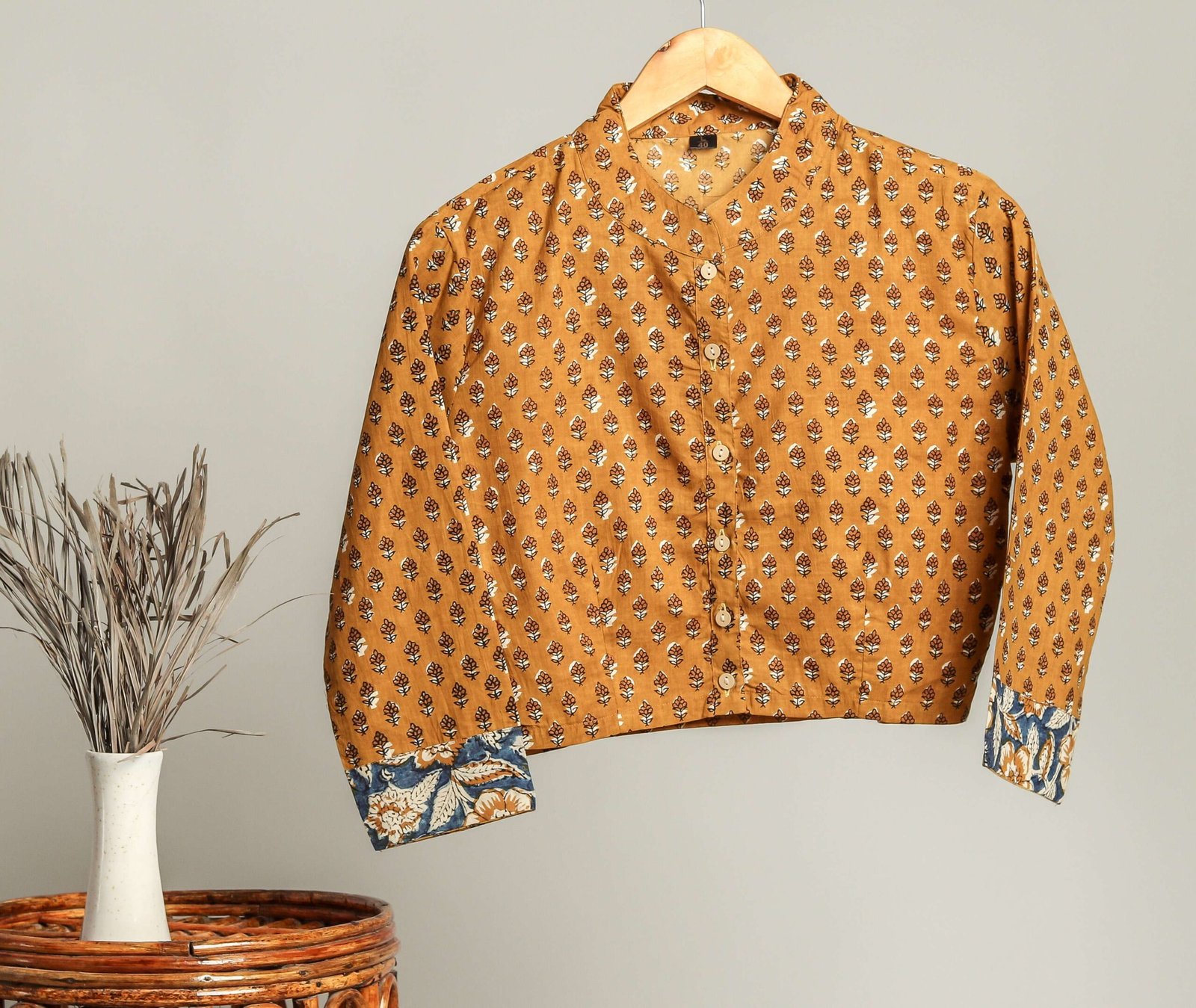 Handmade Block Print Cotton for Women ? Ethnic Floral Printed Top with Long Sleeves