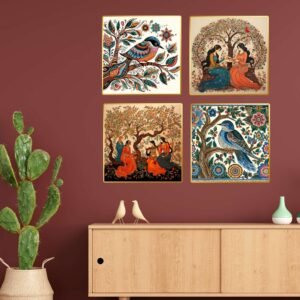 Set of Four Wall Paintings for Wall Dacoration Golden Framed Wall Paintings for Living Room & Bedroom Wall Art for Home Decoration & Office Wall Décor (13x10 inch CH-GD4-8)